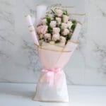 pink roses bouquet pink wrapping 001