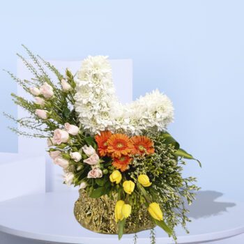 Crescent Moon Flower - White arrangement for Eid in Qatar