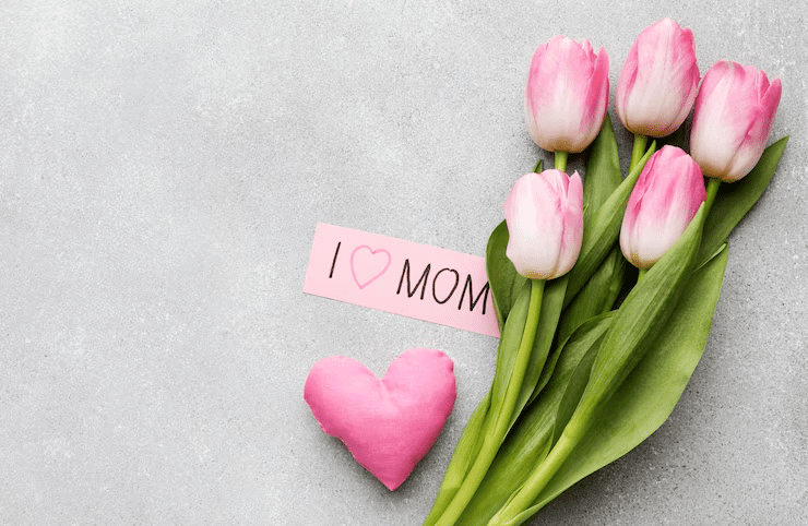 pink tulips and mothers day wish