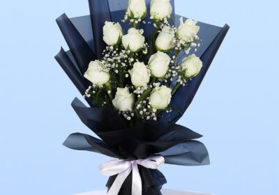 White Roses in Black Wrap