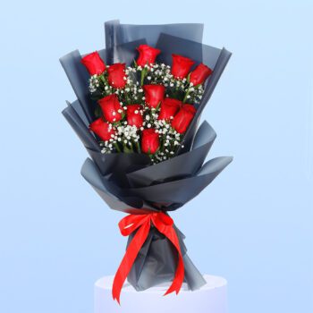 Red Roses in Black Wrap