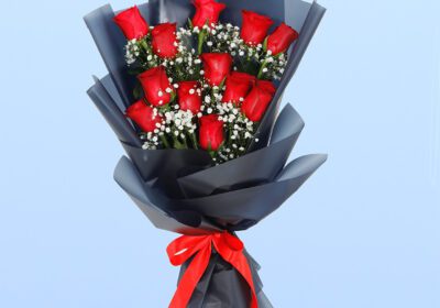 Red Roses in Black Wrap
