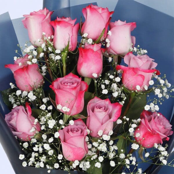 04 Pink Roses In Black Wrap