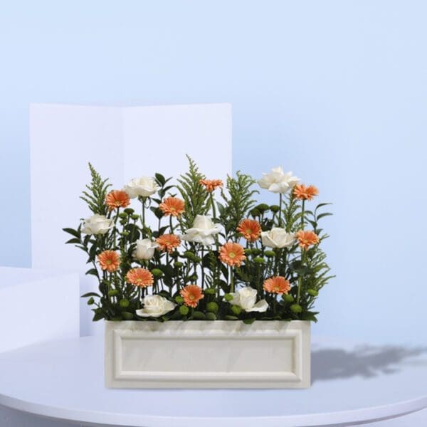1 vibrant orange gerbera daisies and elegant white roses