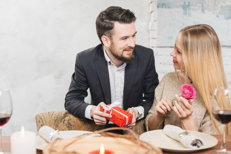 Couple giving Wedding Anniversary Gift