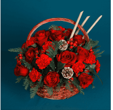 carnation flowers in basket