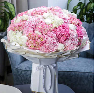 peonies and hydrangea bouquet