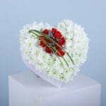 A White and Red Floral Heart