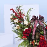 3 Christmas floral basket.