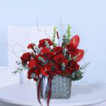 Floral Basket with Reds