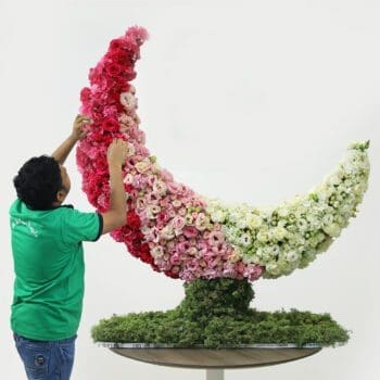 Colorful floral crescent designed for Eid festive decor