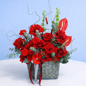Floral Basket with Reds