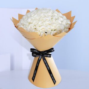 A breathtaking bouquet of pristine white roses, symbolizing purity, grace, and everlasting love. Perfect for heartfelt gestures.