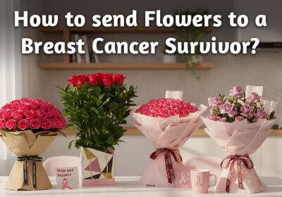 Beautiful flower bouquet being gifted to a breast cancer survivor, symbolizing hope, love, and support.
