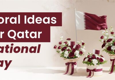 Qatar National Day maroon and white floral ideas for patriotic celebration décor.