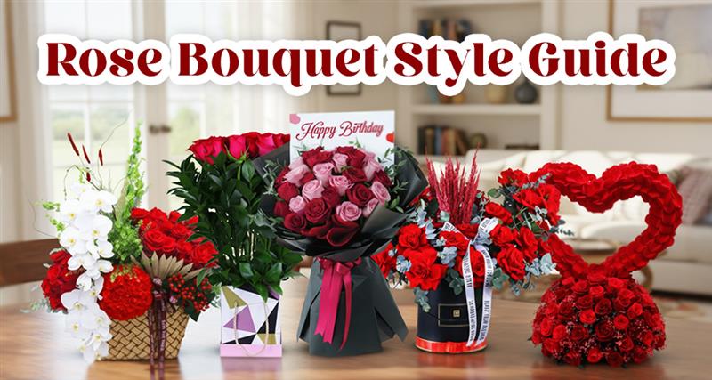 A collection of rose bouquet ideas highlighting different designs, color combinations, and floral styles for inspiration