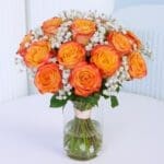 double-orange-roses-glass-vase-arrangement.