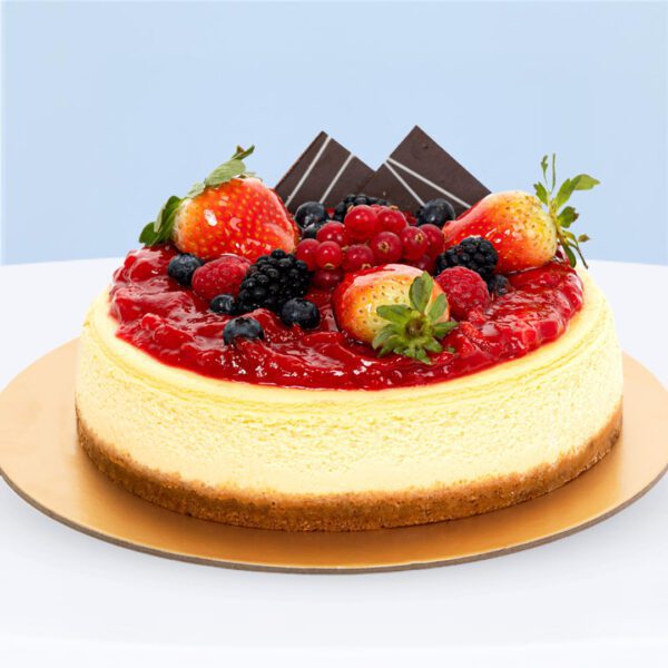 gourmet-strawberry-cheesecake Gourmet strawberry cheesecake with cookie crust, creamy baked layers, and berry-topped strawberry jam glazing.