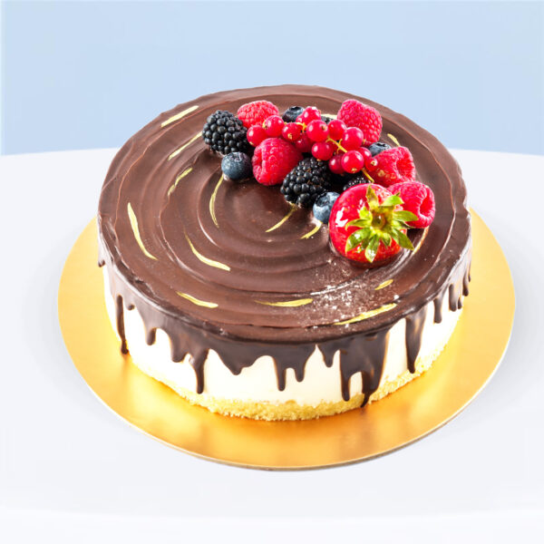souffle-birdy-chocolate-berry-cake Enjoy our Soufflé Birdy Cake topped with chocolate glaze and fresh berries. A premium dessert crafted by Katrina Cakes. Perfect for celebrations—order now!