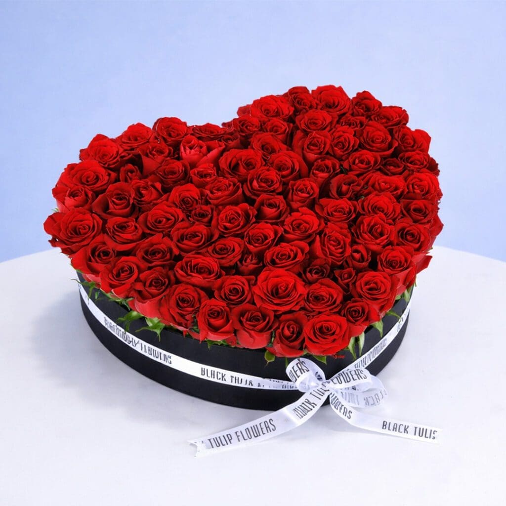 100 stem love rose box with premium red roses