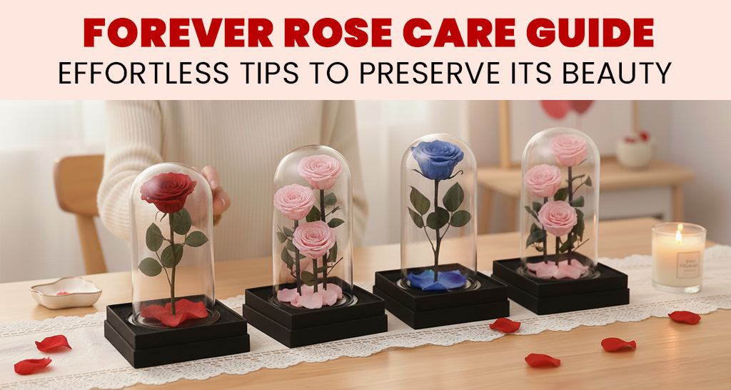 Forever rose care guide sharing effortless tips to preserve its beauty and longevity.