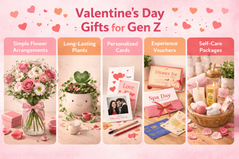 These images highlight how Gen Z prioritizes authentic connection, inclusivity, and self-care over traditional commercialism, featuring diverse groups in cozy settings. They showcase a mix of modern gifting trends like personalized crafts and tech gadgets alongside low-pressure activities like DIY dates and relaxed social sharing.