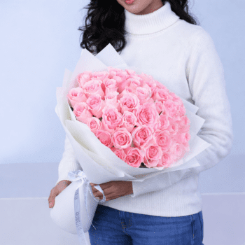 Blushing Grace Rose Bouquet featuring 40 light pink roses arranged elegantly for gifting and special occasions