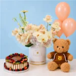peach-floral-cake-teddy-combo
